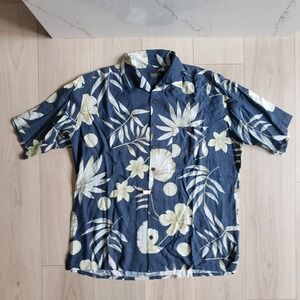 Alexander Lloyd Shirt Men XLT Blue Floral Hawaiian Button Down Resort Top